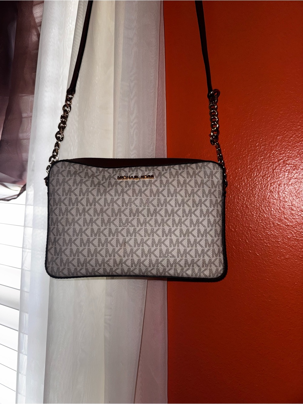 Michael Kors Signature MK Crossbody in Beige and Brown